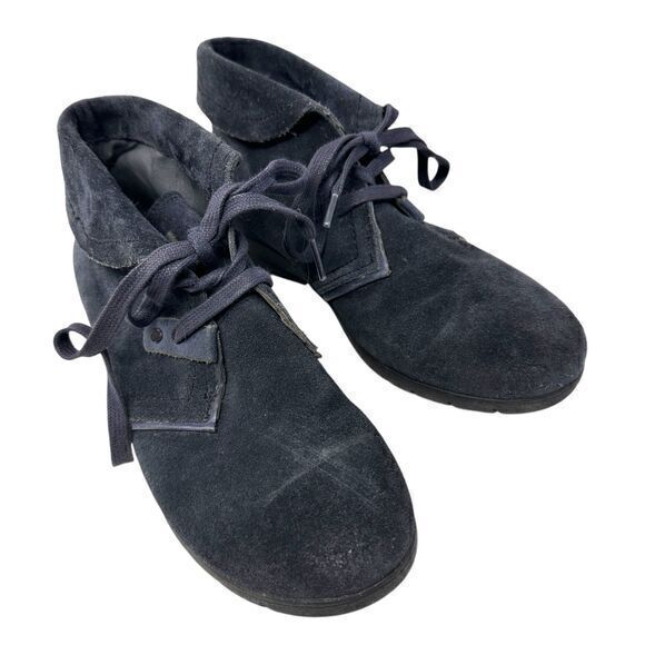 Bussola Shoes - Bussola Kolding Keisha Silk Suede Navy Blue Suede Lace Up Booties Size 39 (8)